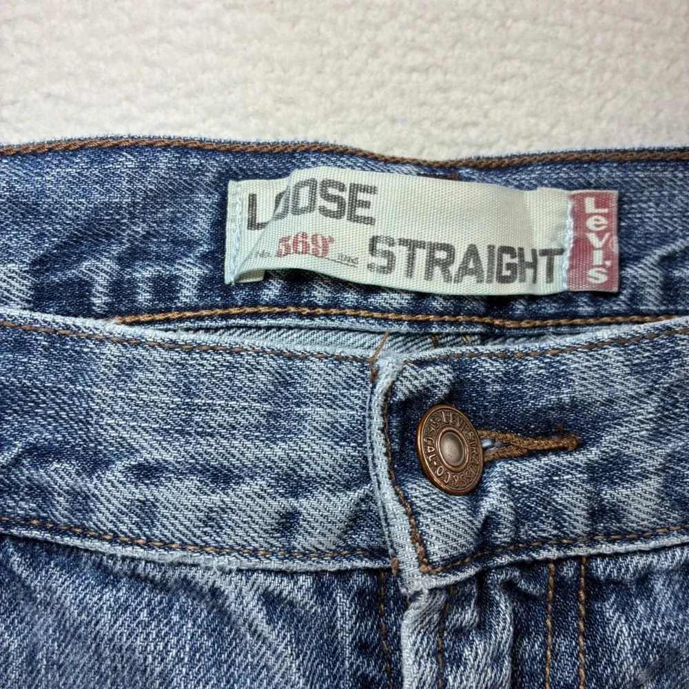Y2K Levis 569 Loose Straight Jeans Men 38x30 Blue Faded‎ Skater Baggy Distressed